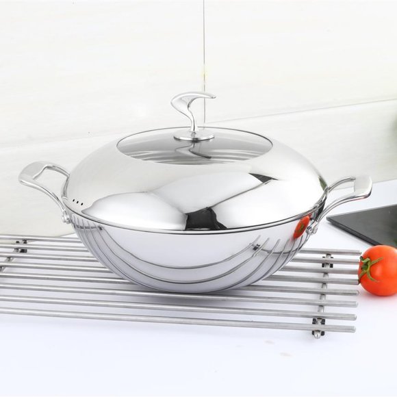 COPY - 32 cm Stainless Steel Wok - Picture 1 of 4